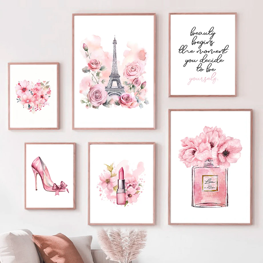 Paris Fashion Art Poster Pink  - Perfume Fragrance House review and price